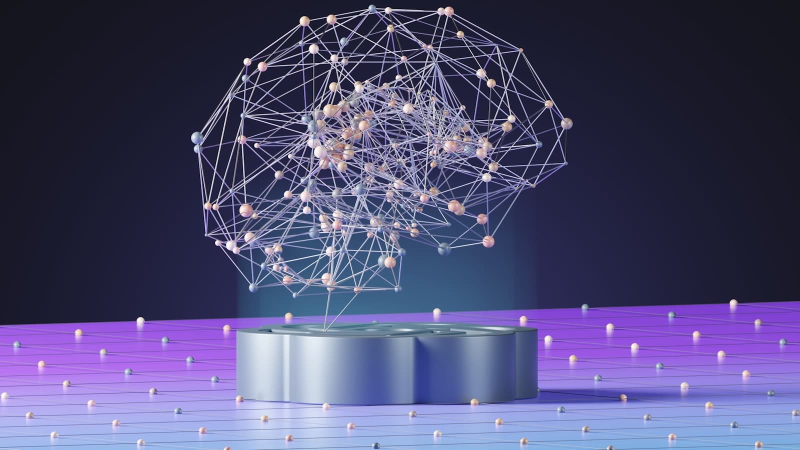 Abstract visualisation of an AI agent network processing an autonomous workflow